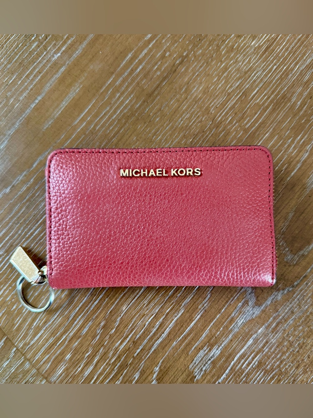 Michael Kors Jet Set Zip Around Card Case Wallet Women’s Coin Purse Red